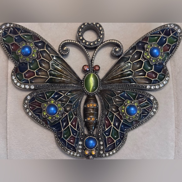 Decorative Metal Butterfly Wall Hook with Blue, Green & Amber Accents - Picture 11 of 12